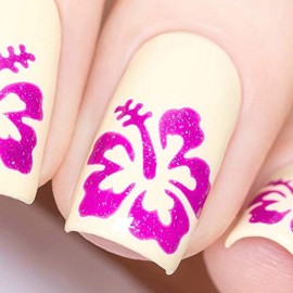 Whats Up Nails - Hibiscus Nail Vinyl Stencils for Nail Art Design (1 Sheet, 20 Stencils)