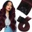 Moresoo Human Hair Clip Extensions Balayage Black to Burgundy Real Hair Ombre Black to Wine Red Double Weft Clip in Human Hair Extensions 7Pcs/120G 24inch