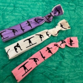 SportyBella Hair Ties & Ponytail Holders for Gymnastics - Girls Hair Accessories, No Crease Elastics, Gift for Gymnasts & Coaches (Purple/Pink), 5pcs