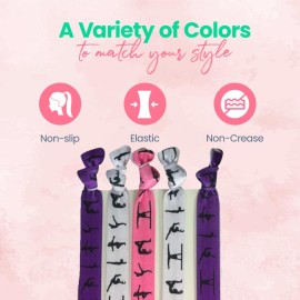 SportyBella Hair Ties & Ponytail Holders for Gymnastics - Girls Hair Accessories, No Crease Elastics, Gift for Gymnasts & Coaches (Purple/Pink), 5pcs