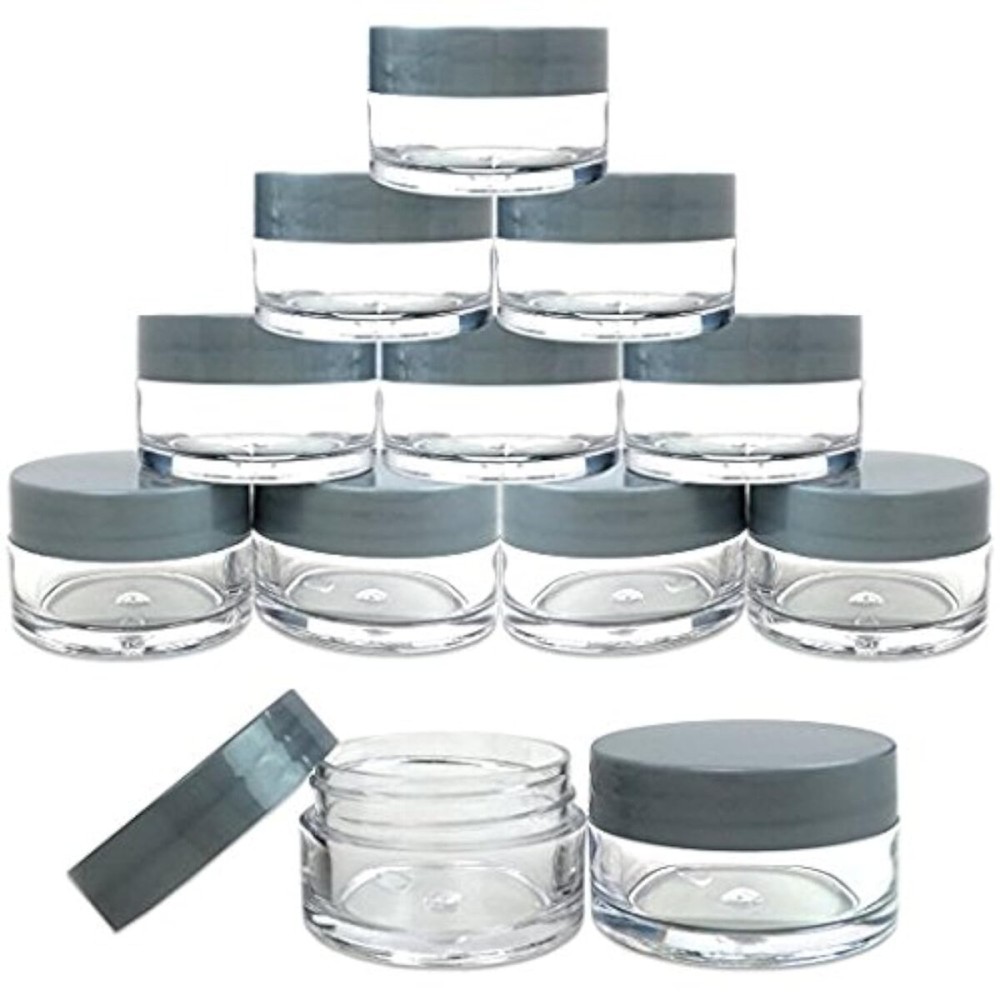 Beauticom 20 gram/20ml Empty Clear Small Round Travel Container Jar Pots with Lids for Make Up Powder, Eyeshadow Pigments, Lotion, Creams, Lip Balm, Lip Gloss, Samples (12 Pieces, Gray) Beauticom 20 gram/20ml Empty Clear Small Round Travel Container Jar Pots with Lids for Make Up Powder, Eyeshadow Pigments, Lotion, Creams, Lip Balm, Lip Gloss, Samples (12 Pieces, Gray)