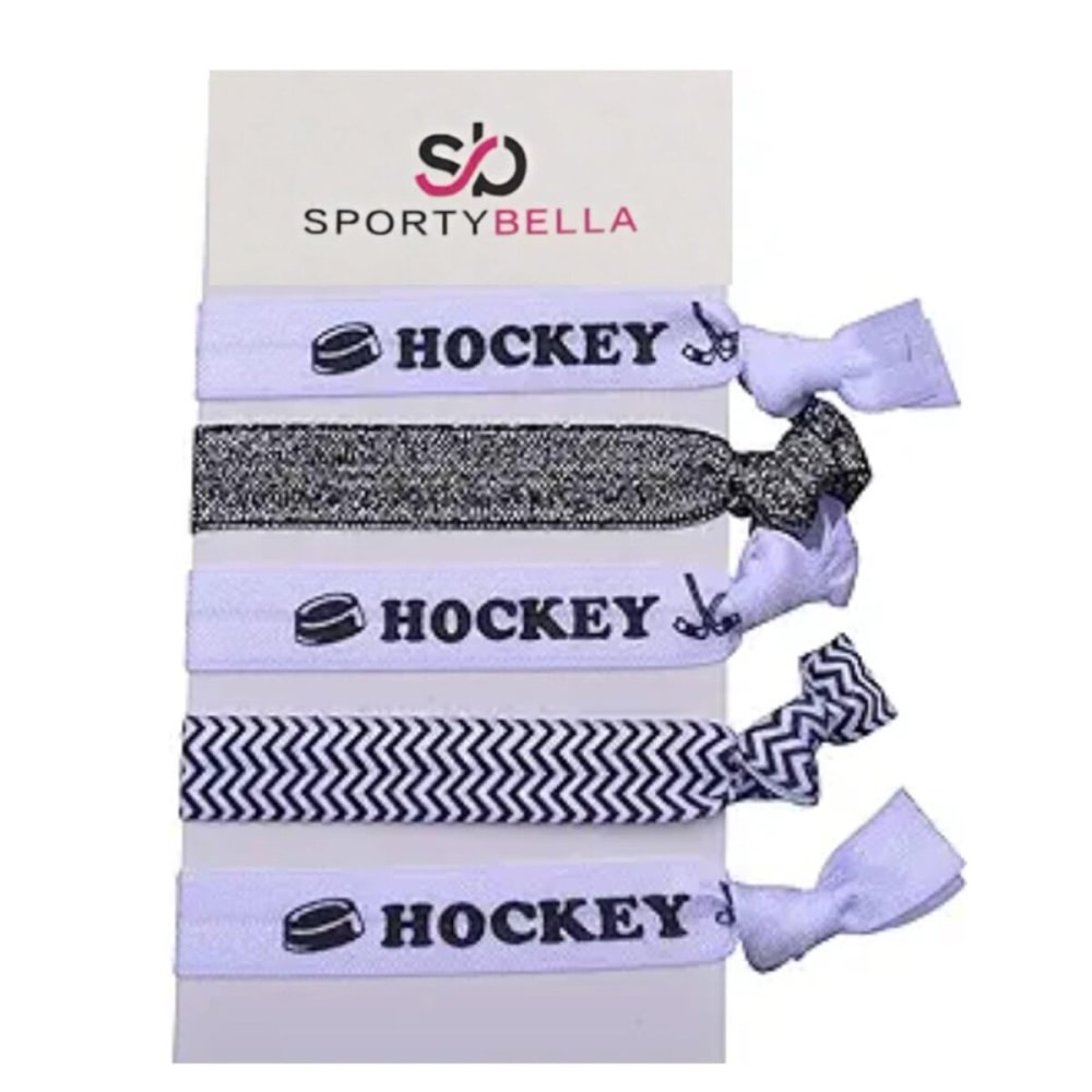 Hockey Hair Ties Set - 5pc No-Crease Elastic Ponytail Holders for Girls, Players, and Fans, Soft Stretchy Accessories for Practice, Game Day, or Team Gifts Hockey Hair Ties Set - 5pc No-Crease Elastic Ponytail Holders for Girls, Players, and Fans, Soft Stretchy Accessories for Practice, Game Day, or Team Gifts