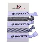 Hockey Hair Ties Set - 5pc No-Crease Elastic Ponytail Holders for Girls, Players, and Fans, Soft Stretchy Accessories for Practice, Game Day, or Team Gifts