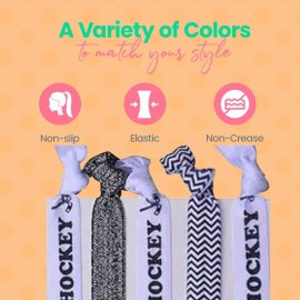 Hockey Hair Ties Set - 5pc No-Crease Elastic Ponytail Holders for Girls, Players, and Fans, Soft Stretchy Accessories for Practice, Game Day, or Team Gifts Hockey Hair Ties Set - 5pc No-Crease Elastic Ponytail Holders for Girls, Players, and Fans, Soft Stretchy Accessories for Practice, Game Day, or Team Gifts