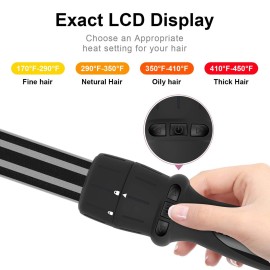 PARWIN PRO BEAUTY 7 in 1 Curling Iron Wand Set,Dual Voltage Curling Wand with 7 Interchangeable Diamond Ceramic Hair Curler Wands with LCD Temperature Control Auto Shut Off Black