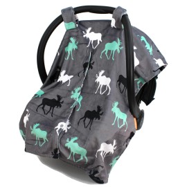 Dear Baby Gear Car Seat Cover for Boys & Girls - Baby Carseat Canopy w/Snap Opening - Infant Seat Cover - Stroller & Nursing Covers - Newborn Carrier Canopy - 40x30 (Mint Moose, Black Grey Aztec)