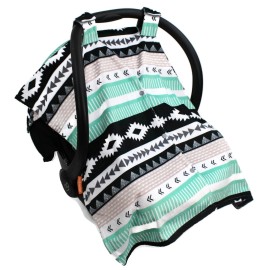 Dear Baby Gear Car Seat Cover for Boys & Girls - Baby Carseat Canopy w/Snap Opening - Infant Seat Cover - Stroller & Nursing Covers - Newborn Carrier Canopy - 40x30 (Mint Moose, Black Grey Aztec)