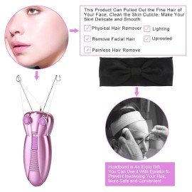 WAYCOM Ladies Facial Hair Remover Electric Women\'s Beauty Epilator Facial Threading Hair Removal Shaver Face Massager Pull Faces Delicate Device Depilation -Birthday Christmas Day Present(Purple)