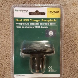 ParkPower by Marinco 12VDUSBRV SeaLink Deluxe Dual USB Charger Receptacle 12-24V