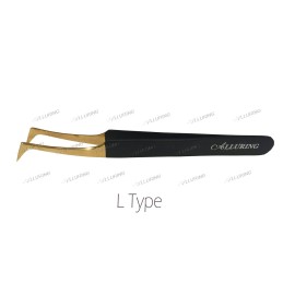 Alluring Black with Gold Tip Tweezers for Eyelash Extension - Volume Lashes L Type 6A-SA