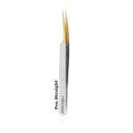 Alluring Chrome with Gold Tip Tweezers for Eyelash Extension - Pro