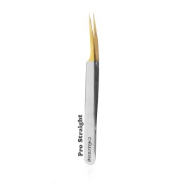 Alluring Chrome with Gold Tip Tweezers for Eyelash Extension - Pro