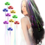 Wiekose LED Flashing Fiber Optic Hair Accessories - Multicolor Changing Barrettes for Party, Dancing, and Braiding (10 Pieces)