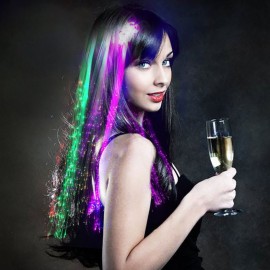 Wiekose LED Flashing Fiber Optic Hair Accessories - Multicolor Changing Barrettes for Party, Dancing, and Braiding (10 Pieces)