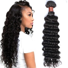 Deep Wave Human Hair Bundles 100% Human Hair 100g/Bundles 20 Inches Double Weft Natural Black Wet and Wavy Raw Remy Unprocessed Brazilian Virgin Hair Deep Wave Human Hair Bundles 100% Human Hair 100g/Bundles 20 Inches Double Weft Natural Black Wet and Wavy Raw Remy Unprocessed Brazilian Virgin Hair