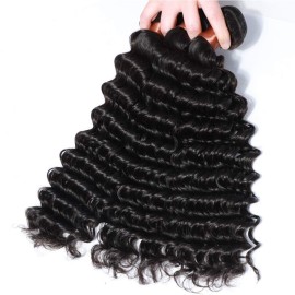 Deep Wave Human Hair Bundles 100% Human Hair 100g/Bundles 20 Inches Double Weft Natural Black Wet and Wavy Raw Remy Unprocessed Brazilian Virgin Hair Deep Wave Human Hair Bundles 100% Human Hair 100g/Bundles 20 Inches Double Weft Natural Black Wet and Wavy Raw Remy Unprocessed Brazilian Virgin Hair