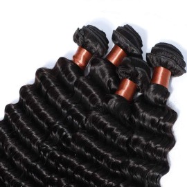 Deep Wave Human Hair Bundles 100% Human Hair 100g/Bundles 20 Inches Double Weft Natural Black Wet and Wavy Raw Remy Unprocessed Brazilian Virgin Hair Deep Wave Human Hair Bundles 100% Human Hair 100g/Bundles 20 Inches Double Weft Natural Black Wet and Wavy Raw Remy Unprocessed Brazilian Virgin Hair