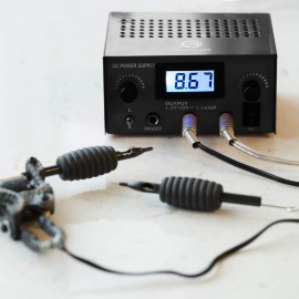 1TattooWorld Dual Digital Power Supply with Foot Pedal and Clip Cord, OTW-P008-3.3