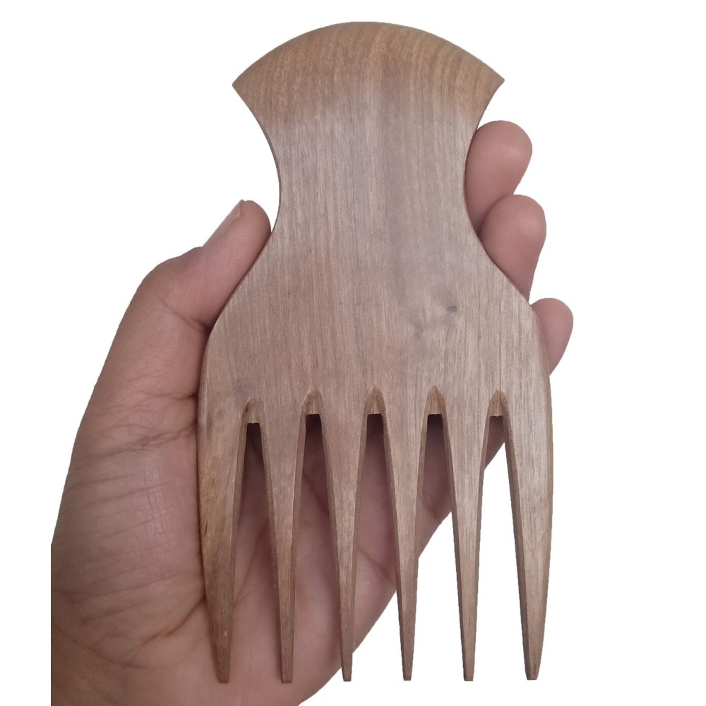 Plai Na Natural Wood Comb Big Wide Tooth Wooden Afro Pick Handmade for Thick Wet and Curly Hair for African American Men and Women