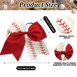 Sportybella - Baseball Stitch Hair Accessories for Girls - Red and White Softball Print Hair Bows, Ponytail Holders Gift Set - 6.5 Sportybella - Baseball Stitch Hair Accessories for Girls - Red and White Softball Print Hair Bows, Ponytail Holders Gift Set - 6.5