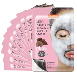 Purederm Deep Purifying Black O2 Bubble Mask Volcanic (10 Pack) - Bubble Face Sheet Mask for Purifying & Deep Cleansing Purederm Deep Purifying Black O2 Bubble Mask Volcanic (10 Pack) - Bubble Face Sheet Mask for Purifying & Deep Cleansing
