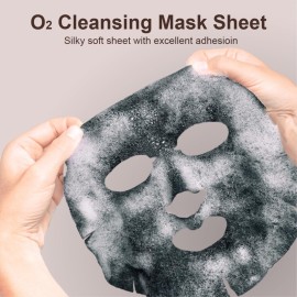 Purederm Deep Purifying Black O2 Bubble Mask Volcanic (10 Pack) - Bubble Face Sheet Mask for Purifying & Deep Cleansing