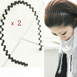 AKOAK 2 Pcs Unisex Black Spring Wave Metal Hoops Hair Bands Girl Mens Head Band Accessory AKOAK 2 Pcs Unisex Black Spring Wave Metal Hoops Hair Bands Girl Mens Head Band Accessory