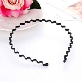 AKOAK 2 Pcs Unisex Black Spring Wave Metal Hoops Hair Bands Girl Mens Head Band Accessory AKOAK 2 Pcs Unisex Black Spring Wave Metal Hoops Hair Bands Girl Mens Head Band Accessory