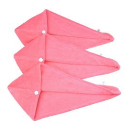 HOPESHINE Women\'s Soft Shower Hair Towel Twist Hair Turban Wrap Drying Cap Great Gift for Women (Rose Red 3-Pack)