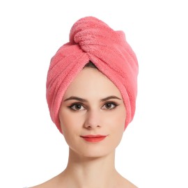 HOPESHINE Women\'s Soft Shower Hair Towel Twist Hair Turban Wrap Drying Cap Great Gift for Women (Rose Red 3-Pack)