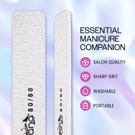 10pcs - PANA Jumbo Double-Sided Emery Nail File for Manicure, Pedicure, Natural, and Acrylic Nails - Zebra (Grit 80/80)