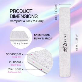 10pcs - PANA Jumbo Double-Sided Emery Nail File for Manicure, Pedicure, Natural, and Acrylic Nails - Zebra (Grit 80/80)