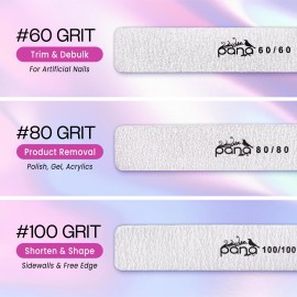 10pcs - PANA Jumbo Double-Sided Emery Nail File for Manicure, Pedicure, Natural, and Acrylic Nails - Zebra (Grit 80/80)
