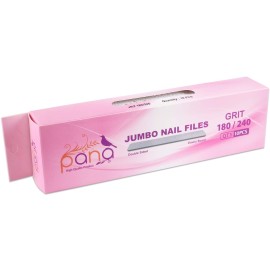 PANA Jumbo Double-Sided Emery Nail File for Manicure, Pedicure, Natural, and Acrylic Nails - Zebra (Grit 180/240) - 50 Piece Pack
