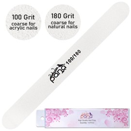 Pana (Grit: 100 x 180, Pack of 10 Pieces) USA Professional White Round Emery Board Nail Files