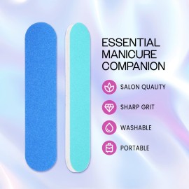 25pcs - PANA Mini Double-Sided Emery Nail File for Manicure, Pedicure, Natural, and Acrylic Nails - Blue/Light Blue (Grit 180/240)