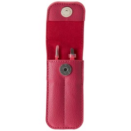 Precision Tweezers for Eyebrows - FEITA Professional Stainless Steel Slant & Pointed Eyebrow Tweezer Set with Travel Case for Woman Facial Hair Removal Clip (Pink - 2 Pcs)