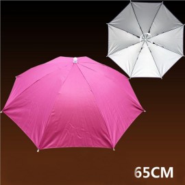 Inoutdoorkit Umbrella Hat, Folding Headwear Hands Free Sunshade Double Layer Protection Anti-UV Parasol for Golf, Traveling, Fishing, Gardening, Beach, Camping, Party (Rose)