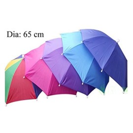 Inoutdoorkit Umbrella Hat, Folding Headwear Hands Free Sunshade Double Layer Protection Anti-UV Parasol for Golf, Traveling, Fishing, Gardening, Beach, Camping, Party (Rose)