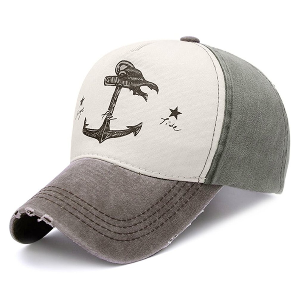 Glamorstar Pirate Ship Anchor Baseball Hat Printing Adjustable Hip-Hop Cap Brown Atrovirens