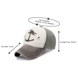 Glamorstar Pirate Ship Anchor Baseball Hat Printing Adjustable Hip-Hop Cap Brown Atrovirens