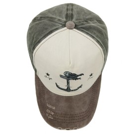 Glamorstar Pirate Ship Anchor Baseball Hat Printing Adjustable Hip-Hop Cap Brown Atrovirens