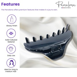 Parcelona French Skinny Boss Glossy Black Medium Covered Spring Jaw Hair Claw Clip Clutcher Clamp for Fine and Long Hair Types Parcelona French Skinny Boss Glossy Black Medium Covered Spring Jaw Hair Claw Clip Clutcher Clamp for Fine and Long Hair Types