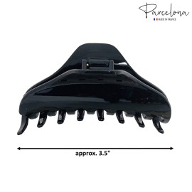 Parcelona French Skinny Boss Glossy Black Medium Covered Spring Jaw Hair Claw Clip Clutcher Clamp for Fine and Long Hair Types Parcelona French Skinny Boss Glossy Black Medium Covered Spring Jaw Hair Claw Clip Clutcher Clamp for Fine and Long Hair Types