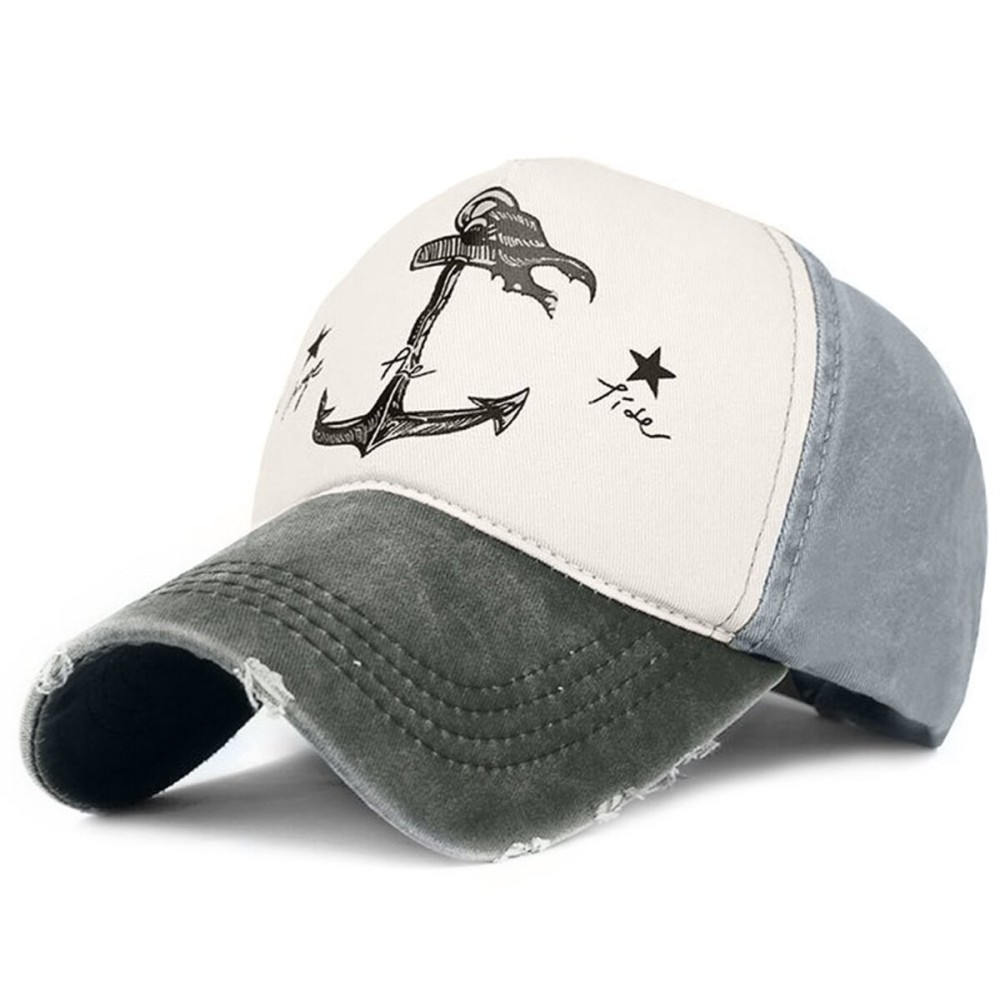 Glamorstar Pirate Ship Anchor Baseball Hat Printing Adjustable Hip-Hop Cap Black Grey