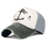 Glamorstar Pirate Ship Anchor Baseball Hat Printing Adjustable Hip-Hop Cap Black Grey