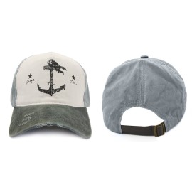 Glamorstar Pirate Ship Anchor Baseball Hat Printing Adjustable Hip-Hop Cap Black Grey