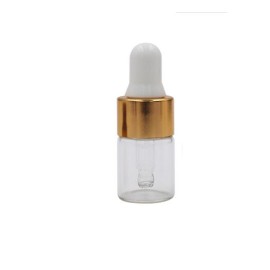 Wresty 2ml(5/8 Dram) Small Mini 15 Pcs Clear Glass Dropper Bottles Essential Oil Vials Travel Refillable DIY Cosmetic Sample Container Liquid Perfume Eye Droppers Bottle (gold cap)