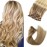Clip in Hair Extensions, Blonde Highlights Real Human Hair Clip ins 15 Inch Silky Straight Double Weft Remy Hair Extensions Clip on 7 Pieces 70G 2 Sets Full Head for White Women