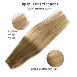 Clip in Hair Extensions, Blonde Highlights Real Human Hair Clip ins 15 Inch Silky Straight Double Weft Remy Hair Extensions Clip on 7 Pieces 70G 2 Sets Full Head for White Women Clip in Hair Extensions, Blonde Highlights Real Human Hair Clip ins 15 Inch Silky Straight Double Weft Remy Hair Extensions Clip on 7 Pieces 70G 2 Sets Full Head for White Women